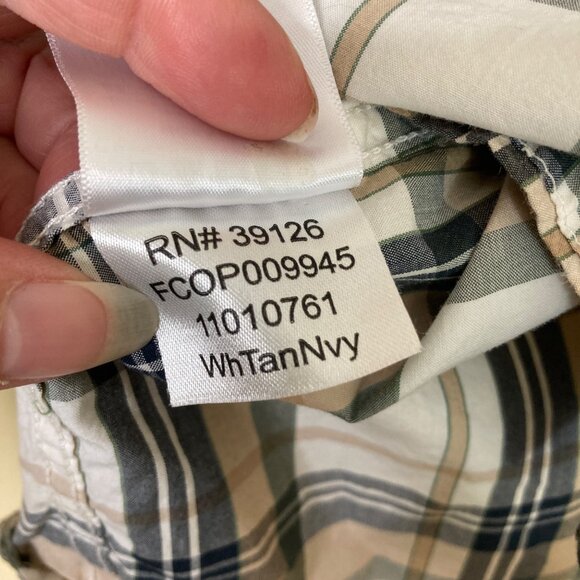 Filson Shirt Mens Small White Tan Green Plaid Long Sleeve Gorpcore - Picture 9 of 9